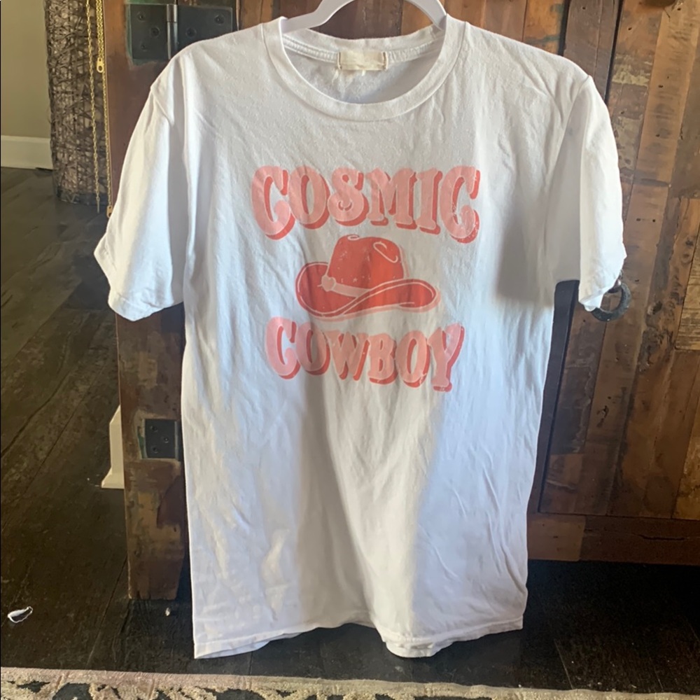 Altar'd State White Tee with Pink Print
